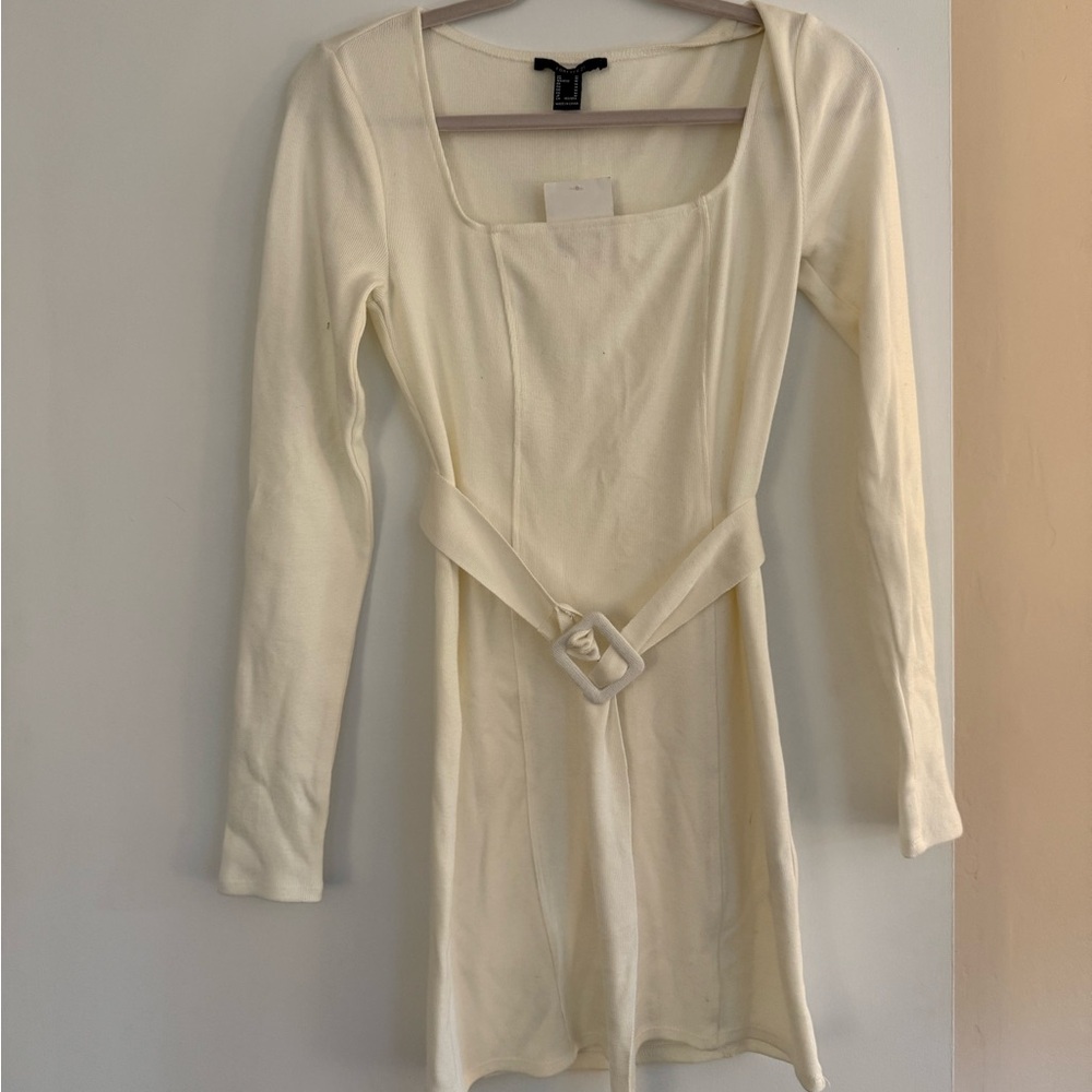Forever 21 Cream Long Sleeve Dress